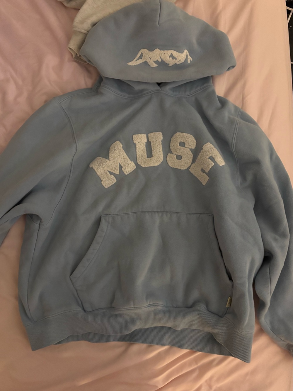 Muse Light Blue Hoodie with White Chenille Logo